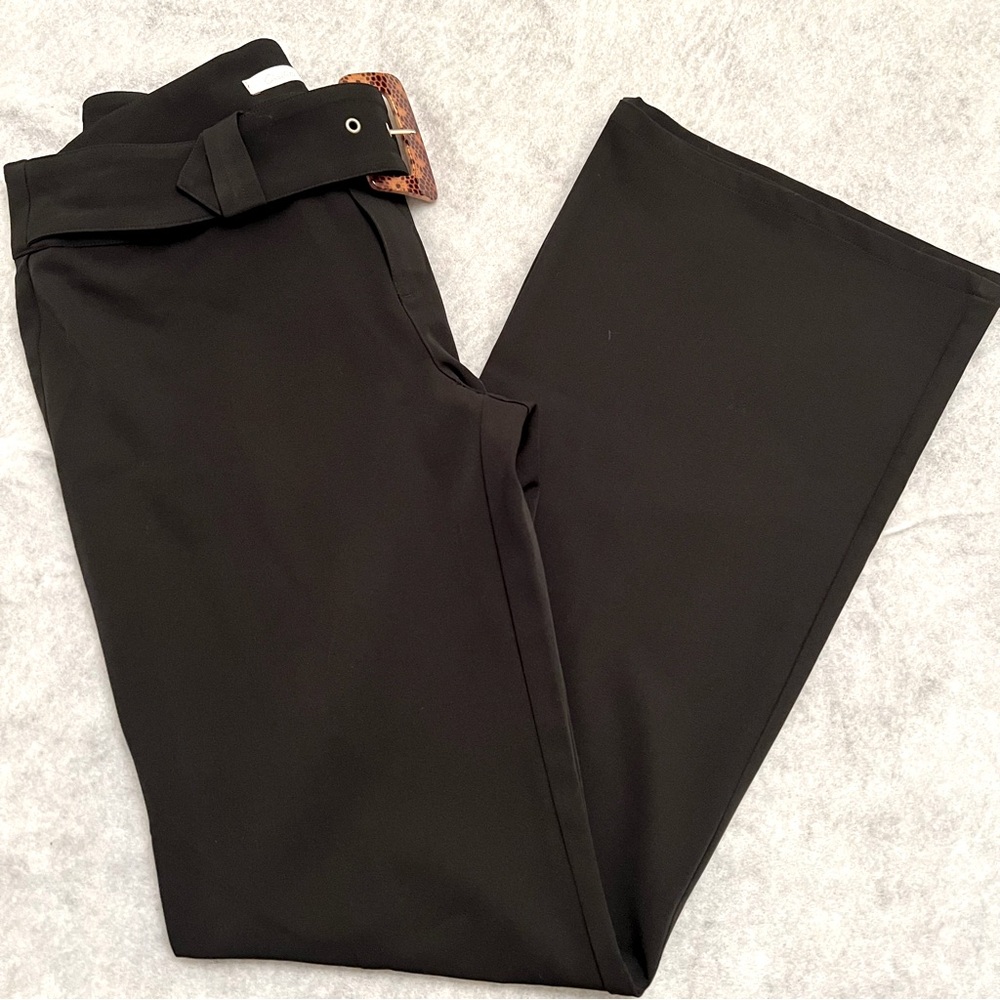 Charlotte Russe Black Flare Slacks With Built In Belt Buckle